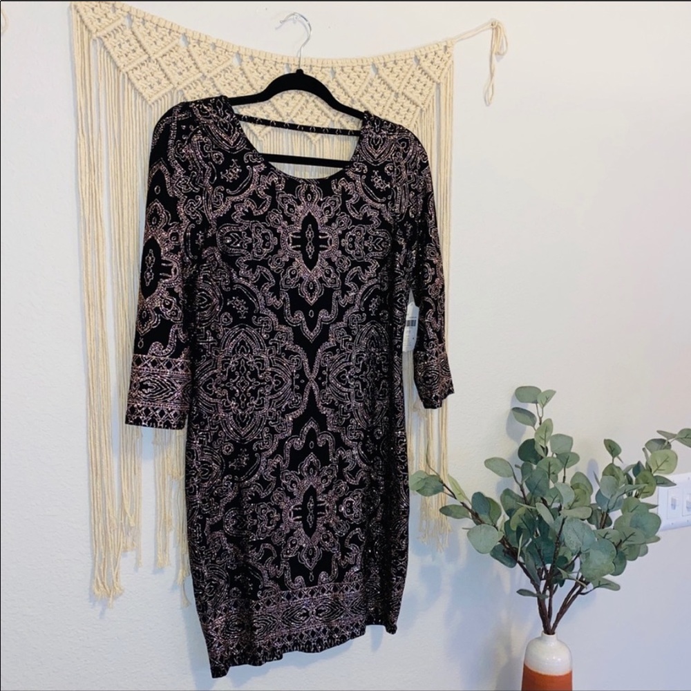 NWT Altar’d State Black & Rose Gold Sparkle Dress